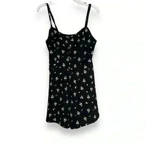 Aeropostale Black Daisy Spaghetti Strap Romper, size S